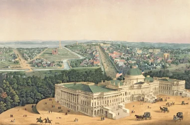 Näkymä Washingtoniin, pubi. E. Sachse und Co., 1852 (väri litho)